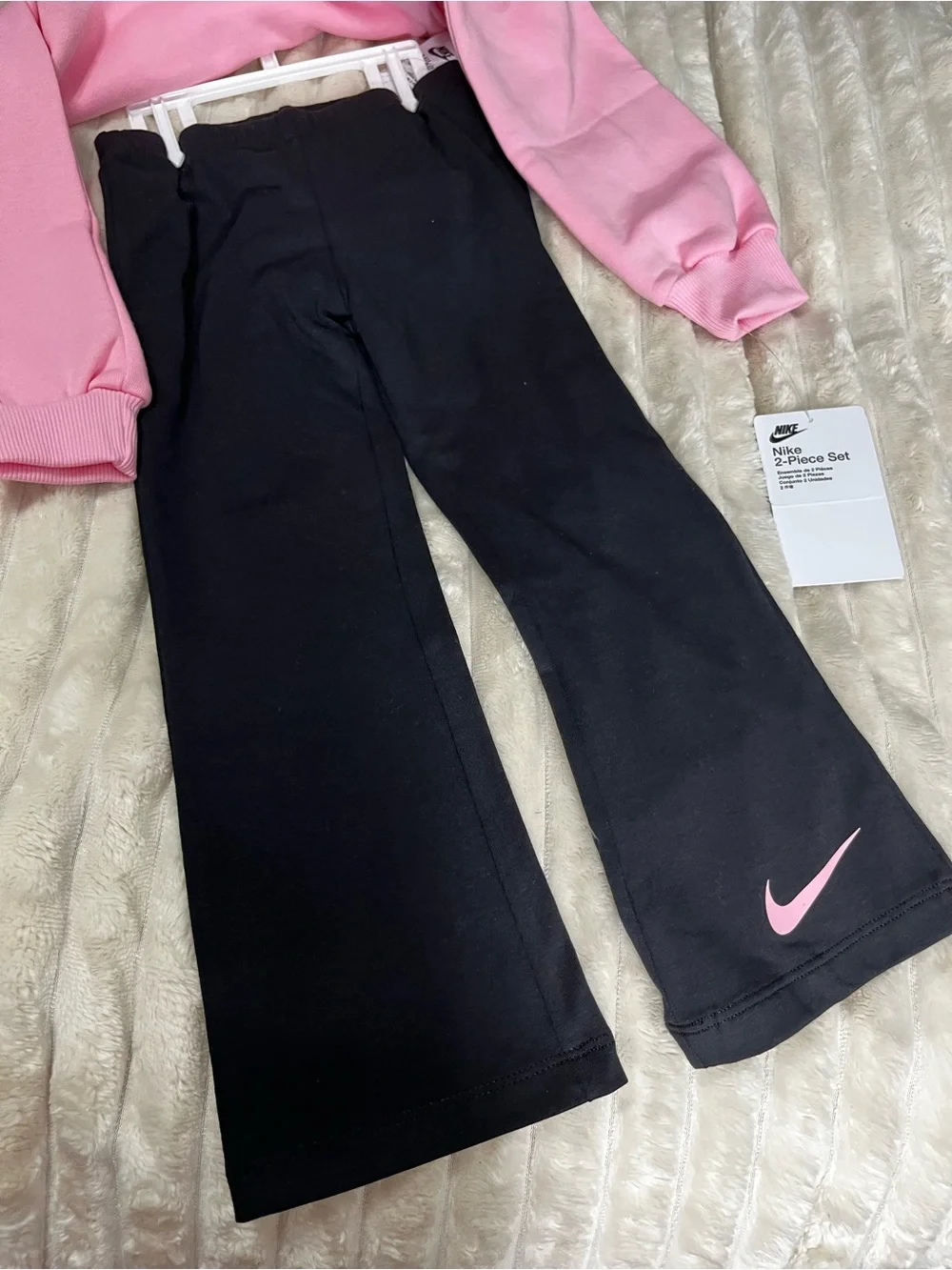 Nike Pink Sweatshirt with Black Pants Set Girls Size 4